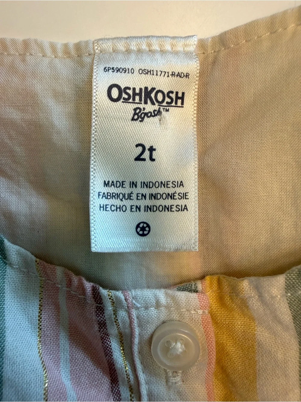 OshKosh Striped Pastel Tie-Sleeve Cotton Dress